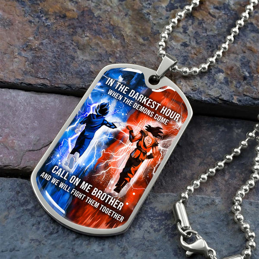Dragon Ball - DRDL005 - Call On Me Brother - Goku - Vegeta - Dragon Ball Dog Tag - Military Ball Chain - Luxury Dog Tag