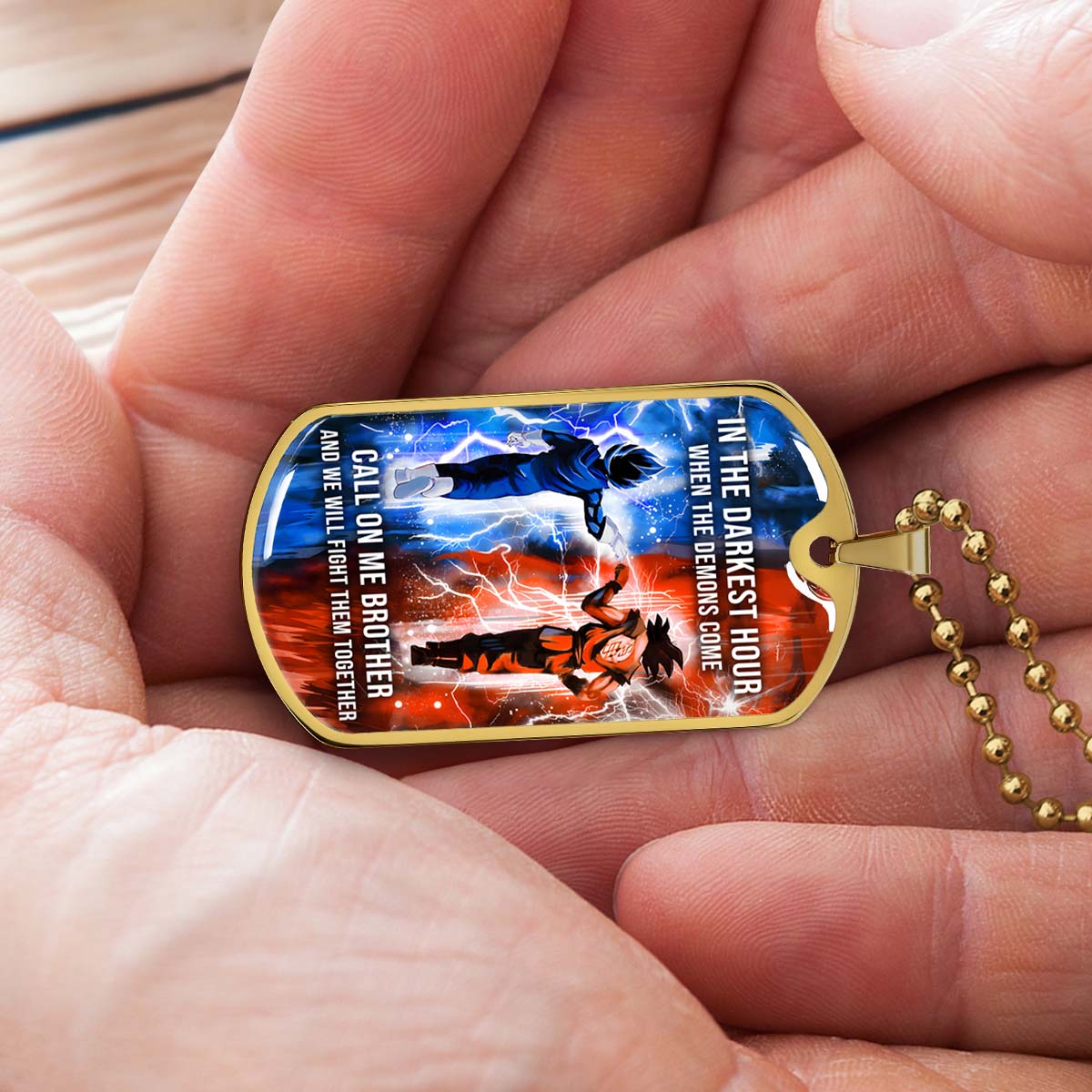 Dragon Ball - DRDL005 - Call On Me Brother - Goku - Vegeta - Dragon Ball Dog Tag - Military Ball Chain - Luxury Dog Tag