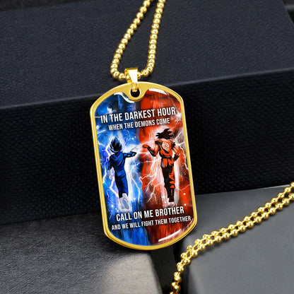 Dragon Ball - DRDL005 - Call On Me Brother - Goku - Vegeta - Dragon Ball Dog Tag - Military Ball Chain - Luxury Dog Tag