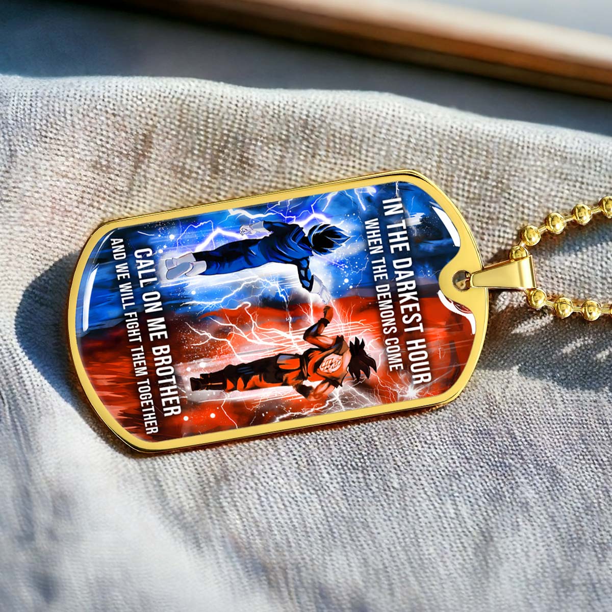 Dragon Ball - DRDL005 - Call On Me Brother - Goku - Vegeta - Dragon Ball Dog Tag - Military Ball Chain - Luxury Dog Tag