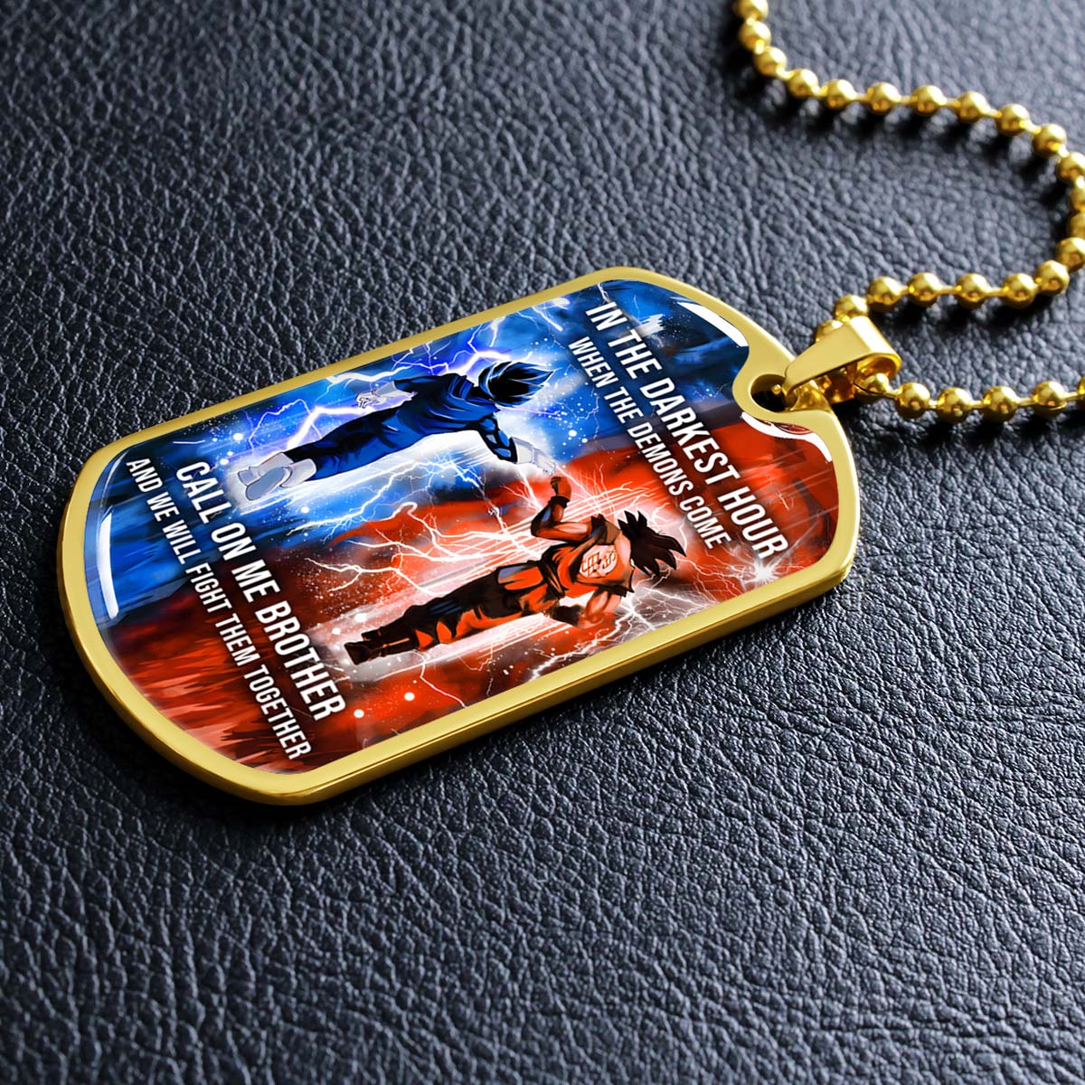 Dragon Ball - DRDL005 - Call On Me Brother - Goku - Vegeta - Dragon Ball Dog Tag - Military Ball Chain - Luxury Dog Tag