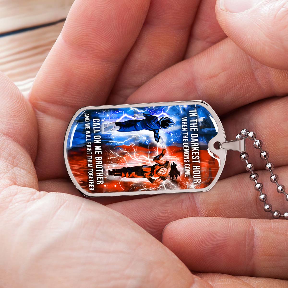 Dragon Ball - DRDL005 - Call On Me Brother - Goku - Vegeta - Dragon Ball Dog Tag - Military Ball Chain - Luxury Dog Tag
