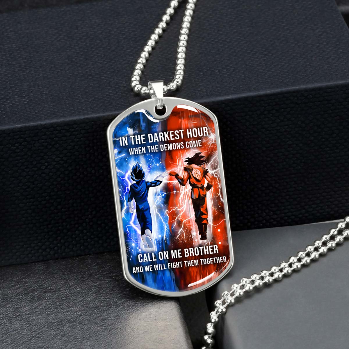 Dragon Ball - DRDL005 - Call On Me Brother - Goku - Vegeta - Dragon Ball Dog Tag - Military Ball Chain - Luxury Dog Tag