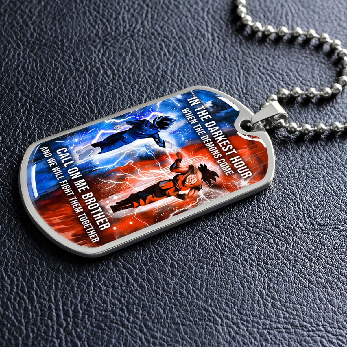 Dragon Ball - DRDL005 - Call On Me Brother - Goku - Vegeta - Dragon Ball Dog Tag - Military Ball Chain - Luxury Dog Tag