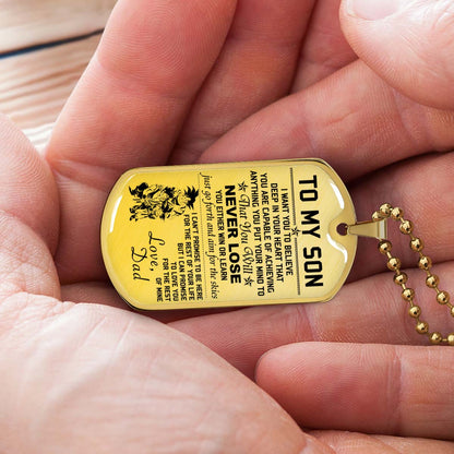Dragon Ball - DRDL006 - Dad To Son - Never Lose - Goku - Gohan - Goten - Dragon Ball Dog Tag - Military Ball Chain - Luxury Dog Tag