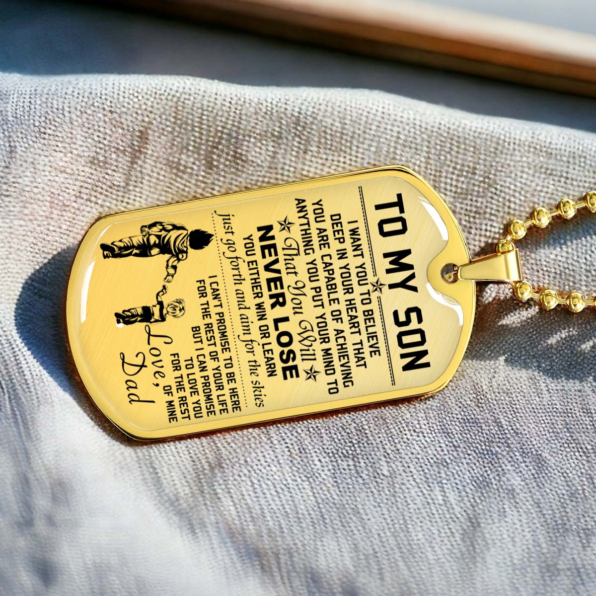 Dragon Ball - DRDL007 - Dad To Son - Never Lose - Vegeta - Trunks - Dragon Ball Dog Tag - Military Ball Chain - Luxury Dog Tag