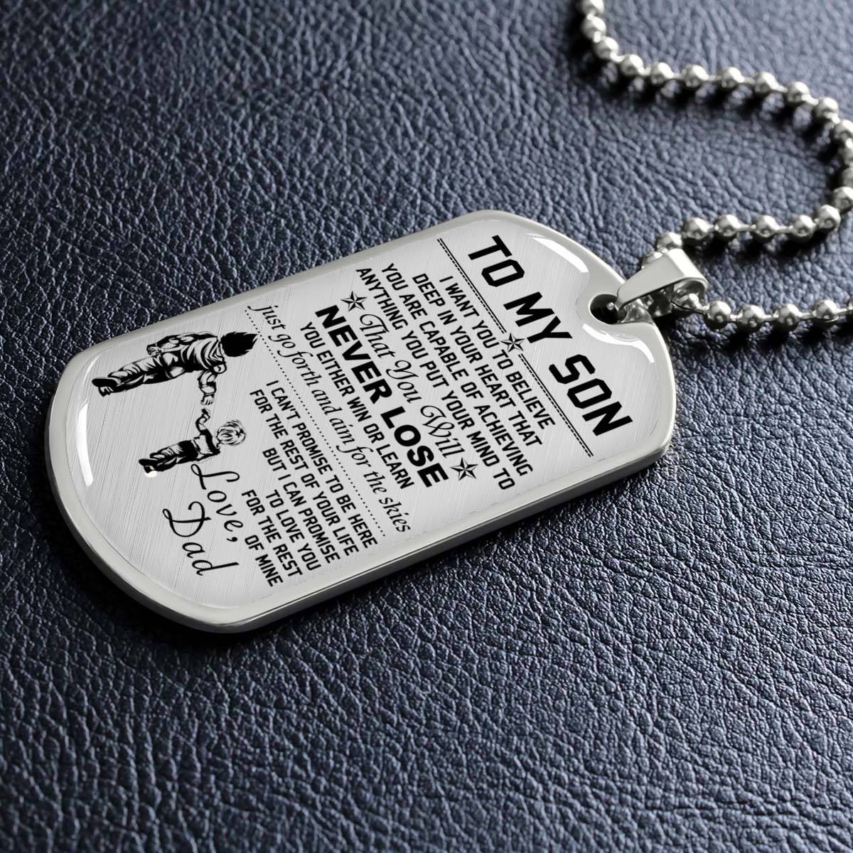 Dragon Ball - DRDL007 - Dad To Son - Never Lose - Vegeta - Trunks - Dragon Ball Dog Tag - Military Ball Chain - Luxury Dog Tag