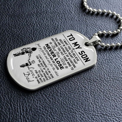 Dragon Ball - DRDL007 - Dad To Son - Never Lose - Vegeta - Trunks - Dragon Ball Dog Tag - Military Ball Chain - Luxury Dog Tag