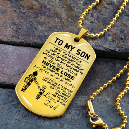 Dragon Ball - DRDL007 - Dad To Son - Never Lose - Vegeta - Trunks - Dragon Ball Dog Tag - Military Ball Chain - Luxury Dog Tag