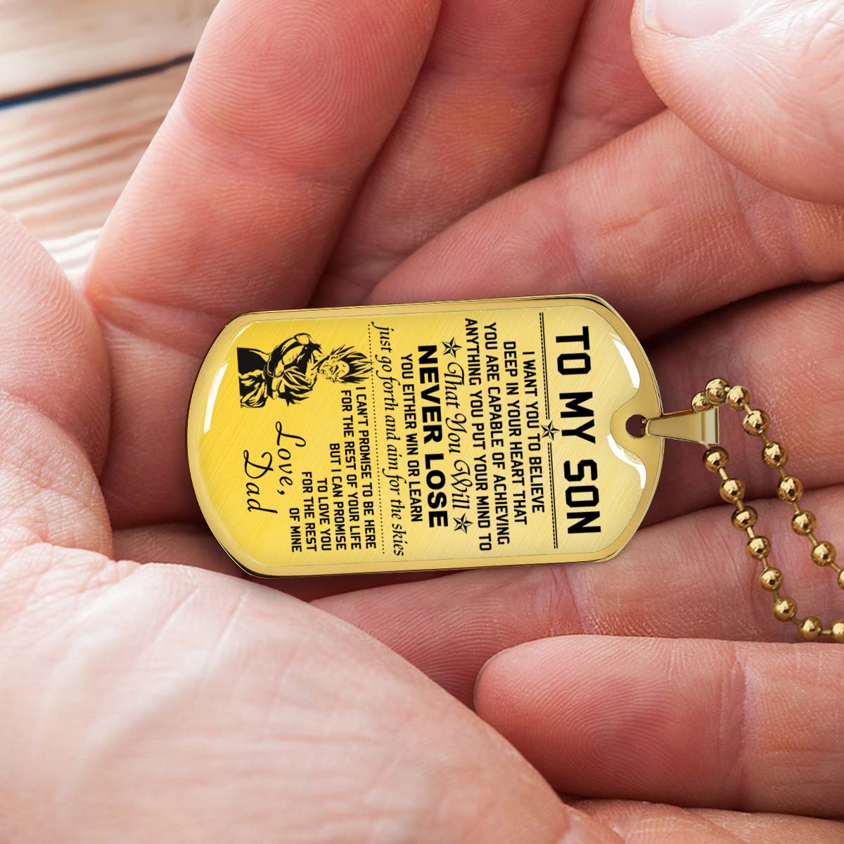 Dragon Ball - DRDL008 - Dad To Son - Never Lose - Vegeta & Trunks - Dragon Ball Dog Tag - Military Ball Chain - Luxury Dog Tag