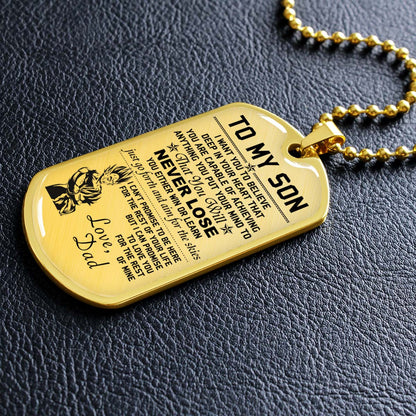 Dragon Ball - DRDL008 - Dad To Son - Never Lose - Vegeta & Trunks - Dragon Ball Dog Tag - Military Ball Chain - Luxury Dog Tag