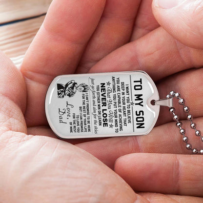 Dragon Ball - DRDL008 - Dad To Son - Never Lose - Vegeta & Trunks - Dragon Ball Dog Tag - Military Ball Chain - Luxury Dog Tag