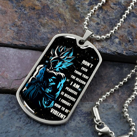 Dragon Ball - DRDL009 - Don't Ever Think That The Reason - Goku - Supper Saiyan Blue - Dragon Ball Dog Tag - Military Ball Chain - Luxury Dog Tag