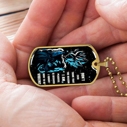 Dragon Ball - DRDL009 - Don't Ever Think That The Reason - Goku - Supper Saiyan Blue - Dragon Ball Dog Tag - Military Ball Chain - Luxury Dog Tag