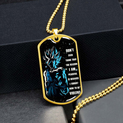 Dragon Ball - DRDL009 - Don't Ever Think That The Reason - Goku - Supper Saiyan Blue - Dragon Ball Dog Tag - Military Ball Chain - Luxury Dog Tag