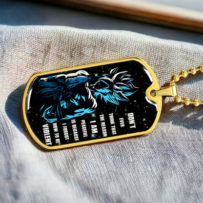Dragon Ball - DRDL009 - Don't Ever Think That The Reason - Goku - Supper Saiyan Blue - Dragon Ball Dog Tag - Military Ball Chain - Luxury Dog Tag