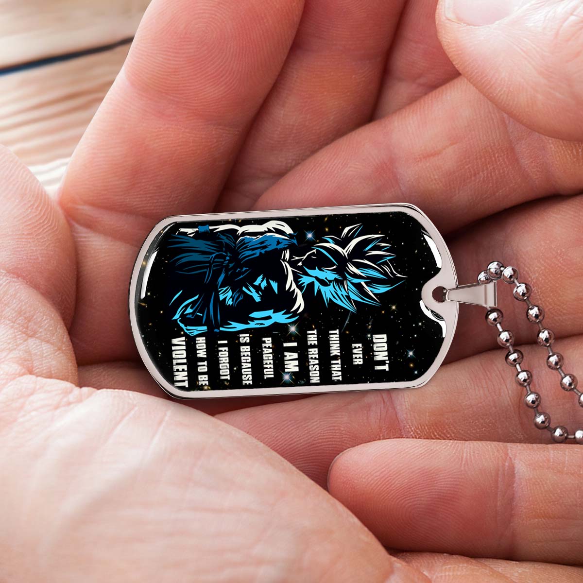 Dragon Ball - DRDL009 - Don't Ever Think That The Reason - Goku - Supper Saiyan Blue - Dragon Ball Dog Tag - Military Ball Chain - Luxury Dog Tag