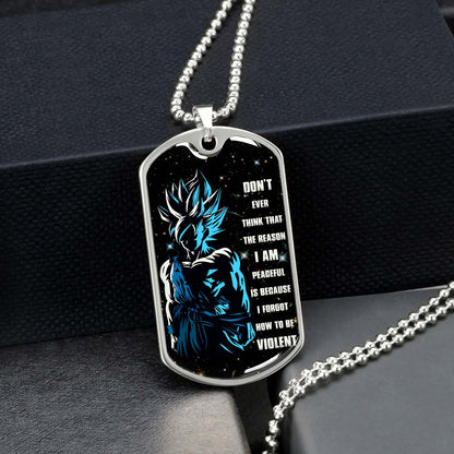 Dragon Ball - DRDL009 - Don't Ever Think That The Reason - Goku - Supper Saiyan Blue - Dragon Ball Dog Tag - Military Ball Chain - Luxury Dog Tag