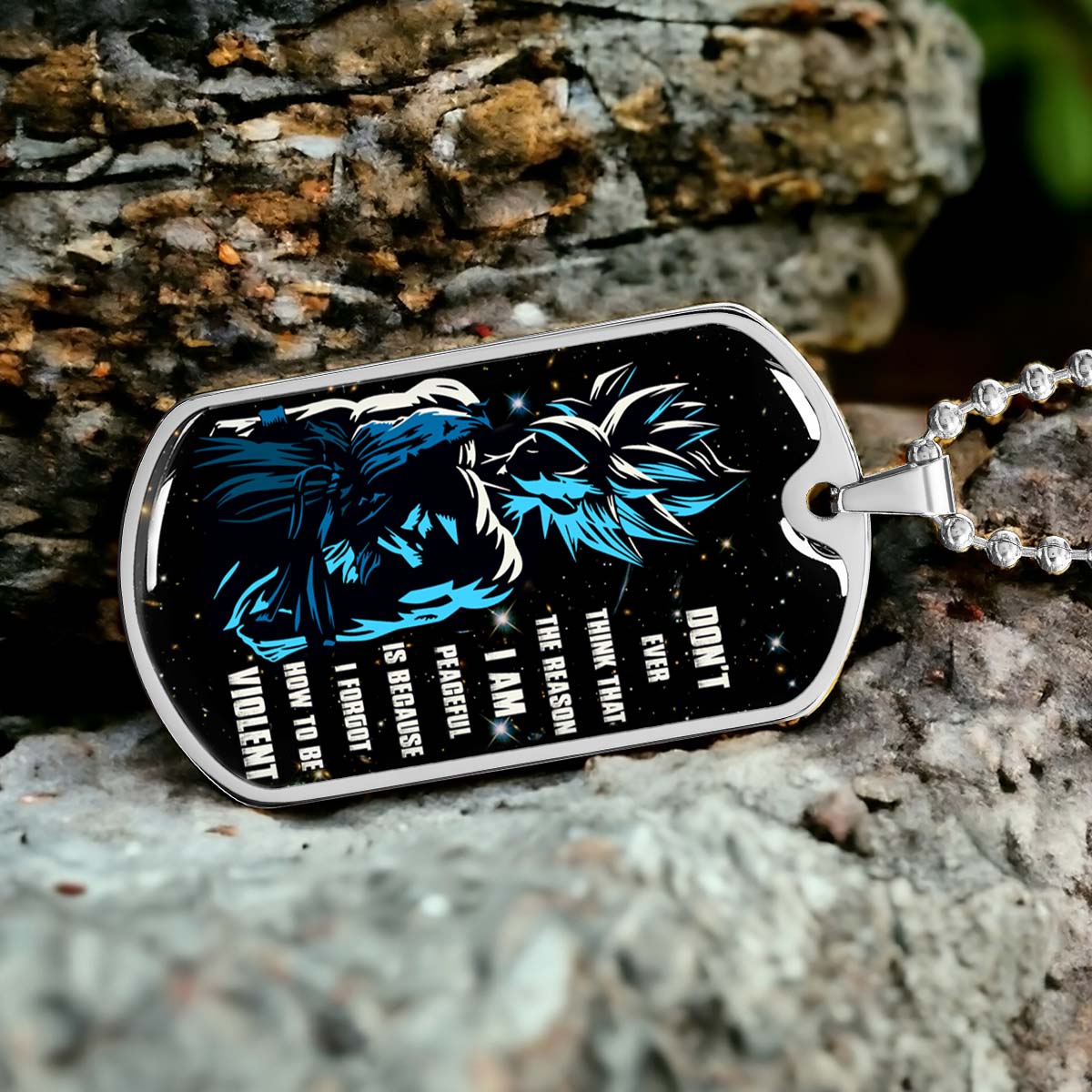 Dragon Ball - DRDL009 - Don't Ever Think That The Reason - Goku - Supper Saiyan Blue - Dragon Ball Dog Tag - Military Ball Chain - Luxury Dog Tag