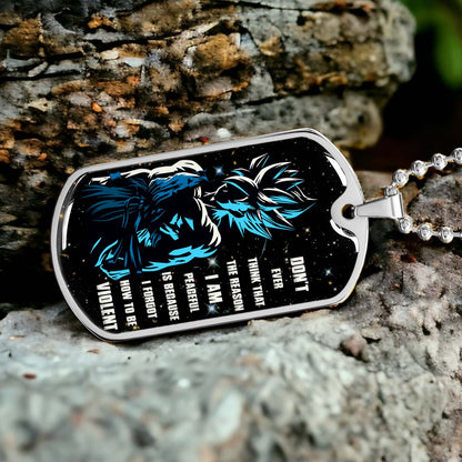 Dragon Ball - DRDL009 - Don't Ever Think That The Reason - Goku - Supper Saiyan Blue - Dragon Ball Dog Tag - Military Ball Chain - Luxury Dog Tag