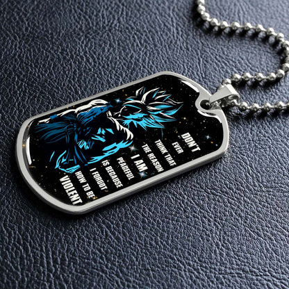 Dragon Ball - DRDL009 - Don't Ever Think That The Reason - Goku - Supper Saiyan Blue - Dragon Ball Dog Tag - Military Ball Chain - Luxury Dog Tag