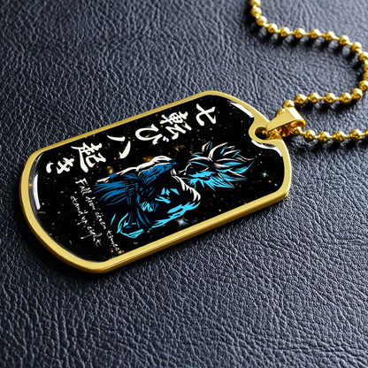 Dragon Ball - DRDL010 - Fall Down Seven Times Stand Up Eight - Goku - Supper Saiyan Blue - Dragon Ball Dog Tag - Military Ball Chain - Luxury Dog Tag