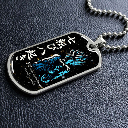 Dragon Ball - DRDL010 - Fall Down Seven Times Stand Up Eight - Goku - Supper Saiyan Blue - Dragon Ball Dog Tag - Military Ball Chain - Luxury Dog Tag