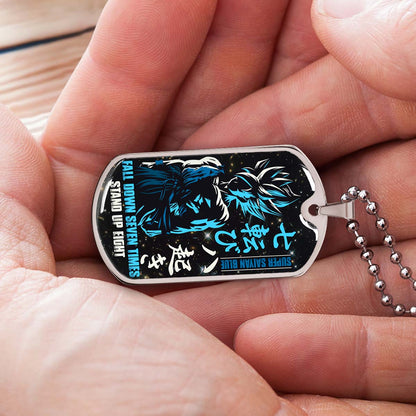 Dragon Ball - DRDL011 - Fall Down Seven Times Stand Up Eight - Goku - Supper Saiyan Blue - Dragon Ball Dog Tag - Military Ball Chain - Luxury Dog Tag