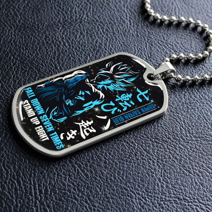 Dragon Ball - DRDL011 - Fall Down Seven Times Stand Up Eight - Goku - Supper Saiyan Blue - Dragon Ball Dog Tag - Military Ball Chain - Luxury Dog Tag