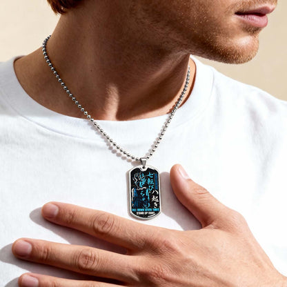 Dragon Ball - DRDL011 - Fall Down Seven Times Stand Up Eight - Goku - Supper Saiyan Blue - Dragon Ball Dog Tag - Military Ball Chain - Luxury Dog Tag
