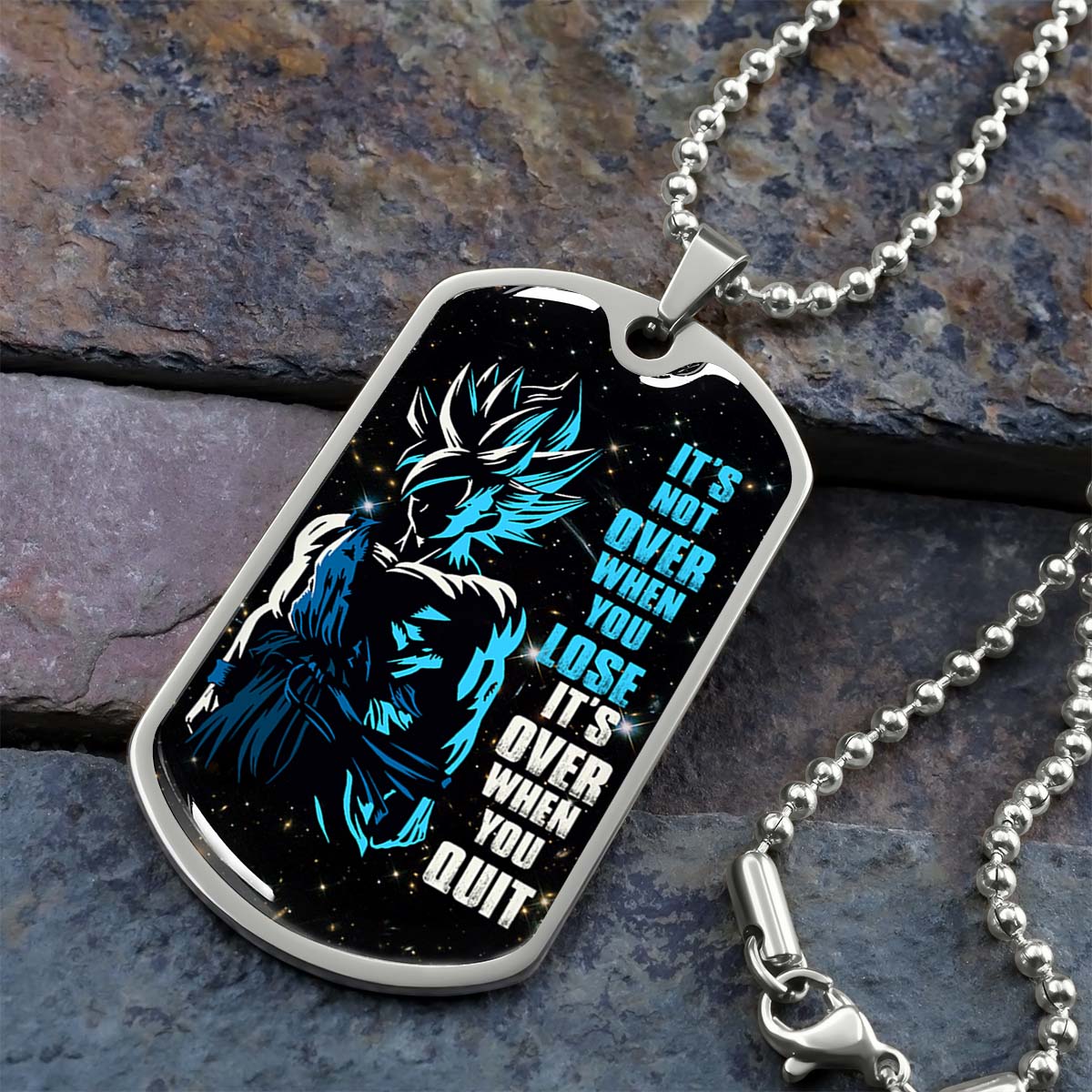 Dragon Ball - DRDL012 - It's Not Over When You Lose - Goku - Supper Saiyan Blue - Dragon Ball Dog Tag - Military Ball Chain - Luxury Dog Tag