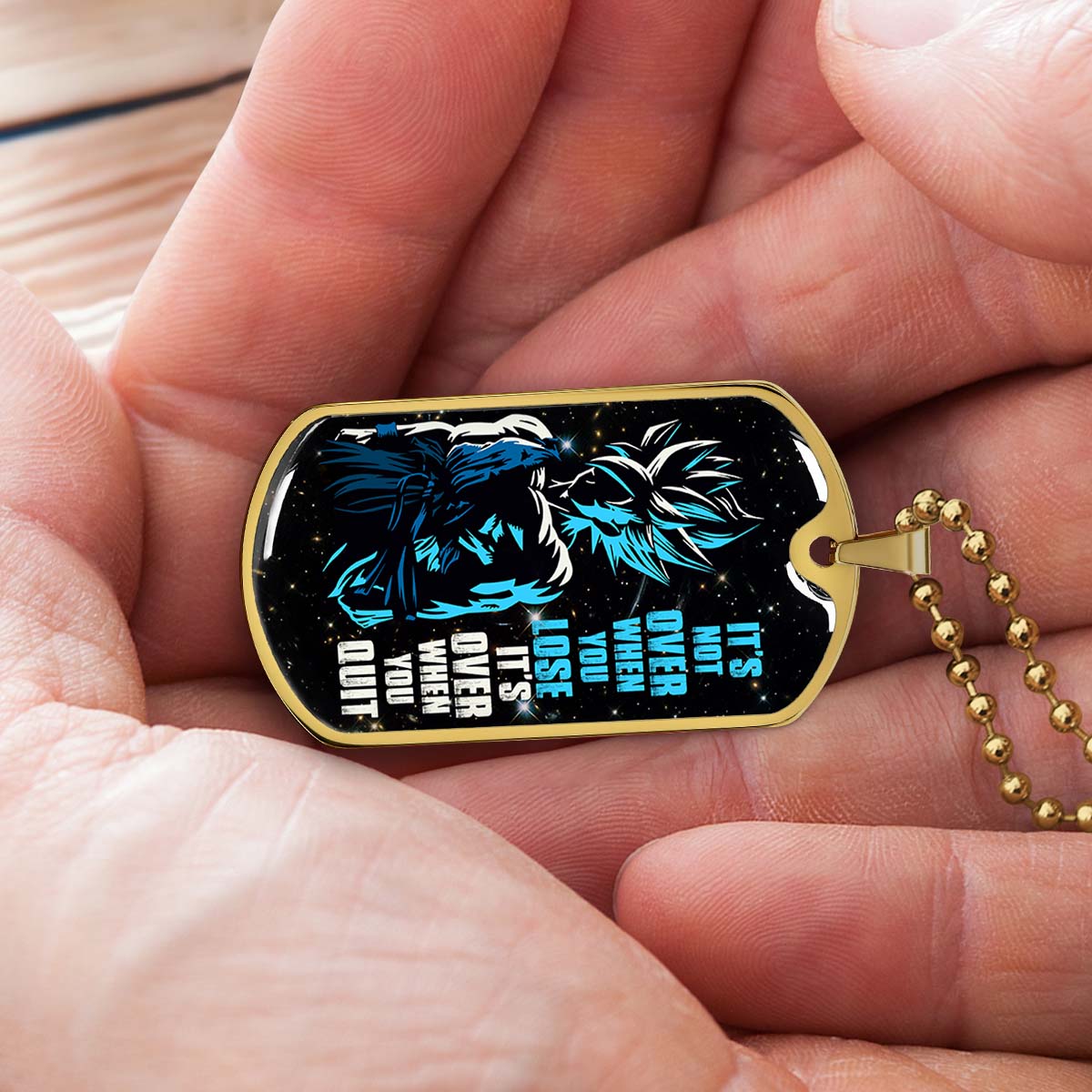 Dragon Ball - DRDL012 - It's Not Over When You Lose - Goku - Supper Saiyan Blue - Dragon Ball Dog Tag - Military Ball Chain - Luxury Dog Tag