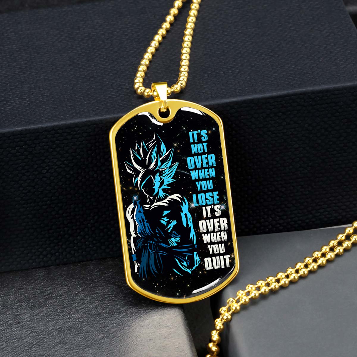 Dragon Ball - DRDL012 - It's Not Over When You Lose - Goku - Supper Saiyan Blue - Dragon Ball Dog Tag - Military Ball Chain - Luxury Dog Tag