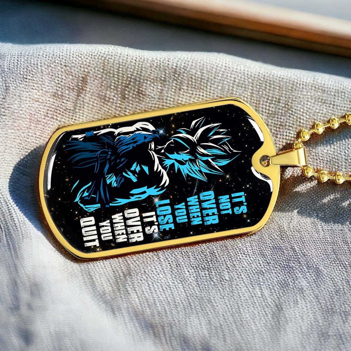 Dragon Ball - DRDL012 - It's Not Over When You Lose - Goku - Supper Saiyan Blue - Dragon Ball Dog Tag - Military Ball Chain - Luxury Dog Tag
