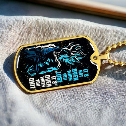Dragon Ball - DRDL012 - It's Not Over When You Lose - Goku - Supper Saiyan Blue - Dragon Ball Dog Tag - Military Ball Chain - Luxury Dog Tag
