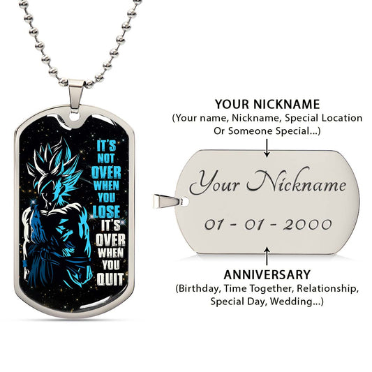 Dragon Ball - DRDL012 - It's Not Over When You Lose - Goku - Supper Saiyan Blue - Dragon Ball Dog Tag - Military Ball Chain - Luxury Dog Tag