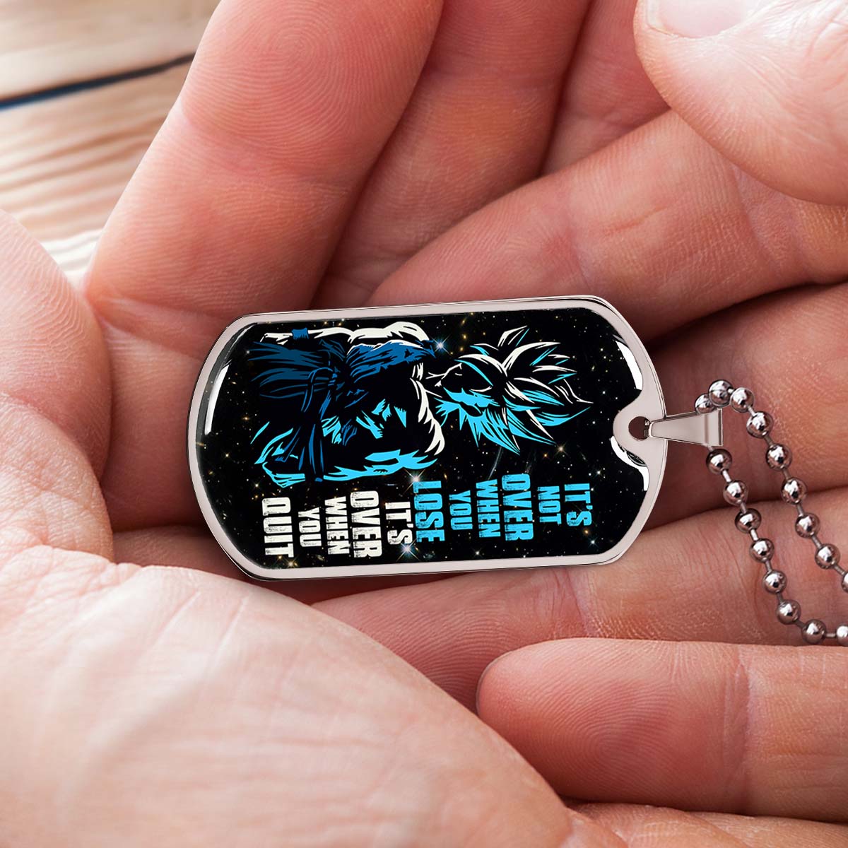 Dragon Ball - DRDL012 - It's Not Over When You Lose - Goku - Supper Saiyan Blue - Dragon Ball Dog Tag - Military Ball Chain - Luxury Dog Tag