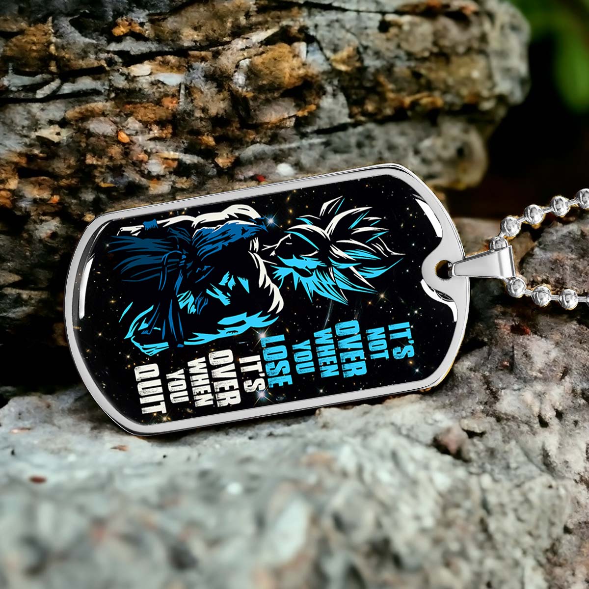 Dragon Ball - DRDL012 - It's Not Over When You Lose - Goku - Supper Saiyan Blue - Dragon Ball Dog Tag - Military Ball Chain - Luxury Dog Tag
