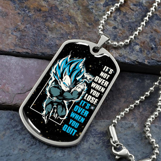 Dragon Ball - DRDL013 - It's Not Over When You Lose - Vegeta - Supper Saiyan Blue - Dragon Ball Dog Tag - Military Ball Chain - Luxury Dog Tag