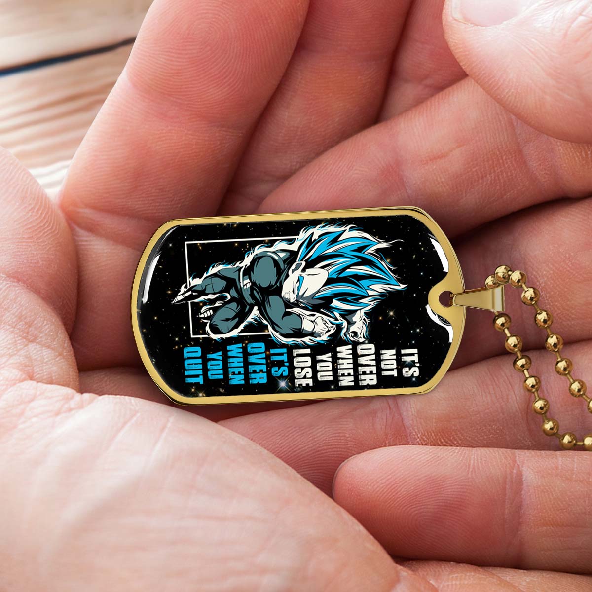 Dragon Ball - DRDL013 - It's Not Over When You Lose - Vegeta - Supper Saiyan Blue - Dragon Ball Dog Tag - Military Ball Chain - Luxury Dog Tag