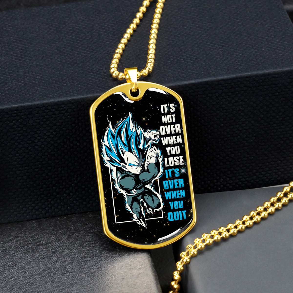 Dragon Ball - DRDL013 - It's Not Over When You Lose - Vegeta - Supper Saiyan Blue - Dragon Ball Dog Tag - Military Ball Chain - Luxury Dog Tag
