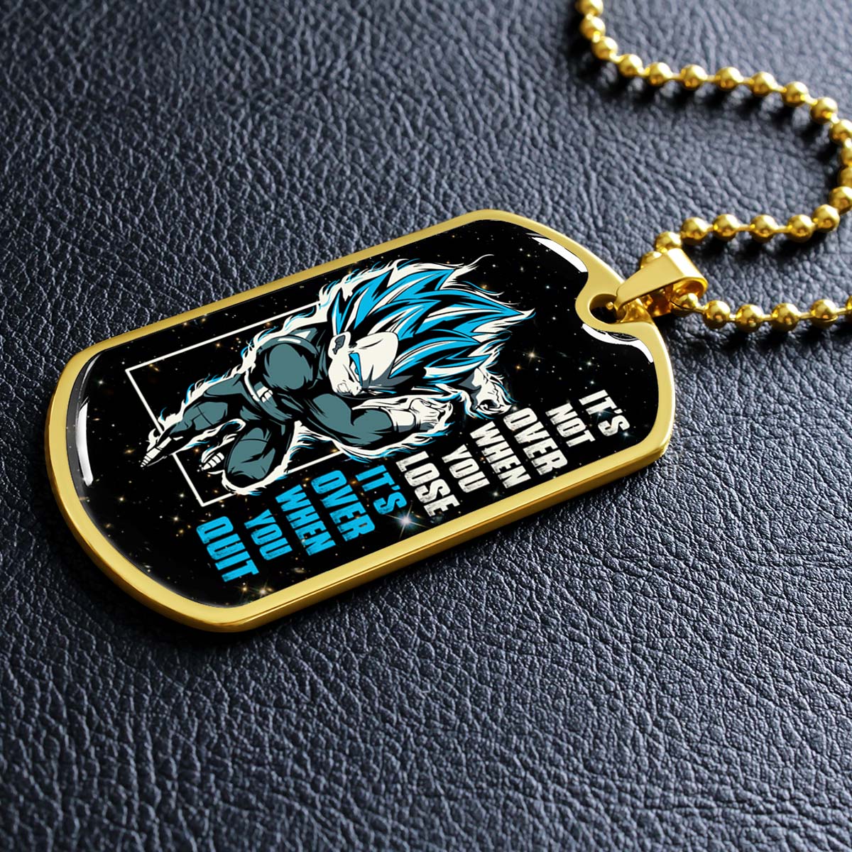 Dragon Ball - DRDL013 - It's Not Over When You Lose - Vegeta - Supper Saiyan Blue - Dragon Ball Dog Tag - Military Ball Chain - Luxury Dog Tag