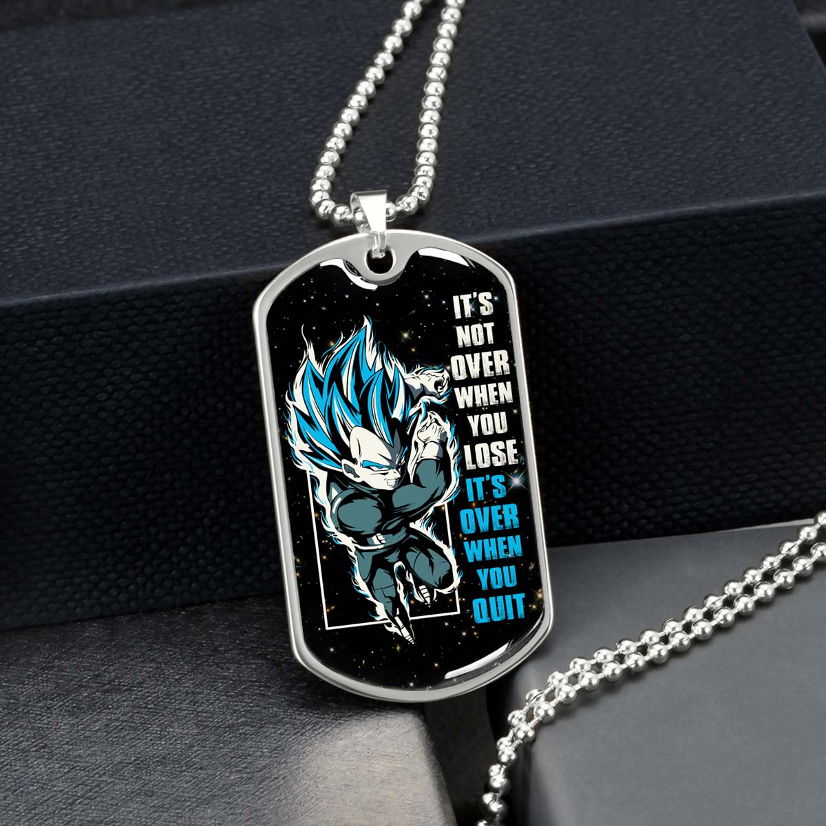Dragon Ball - DRDL013 - It's Not Over When You Lose - Vegeta - Supper Saiyan Blue - Dragon Ball Dog Tag - Military Ball Chain - Luxury Dog Tag