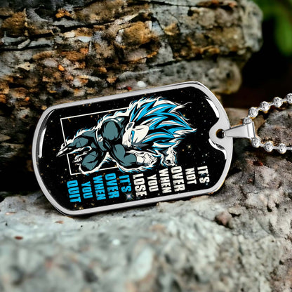 Dragon Ball - DRDL013 - It's Not Over When You Lose - Vegeta - Supper Saiyan Blue - Dragon Ball Dog Tag - Military Ball Chain - Luxury Dog Tag