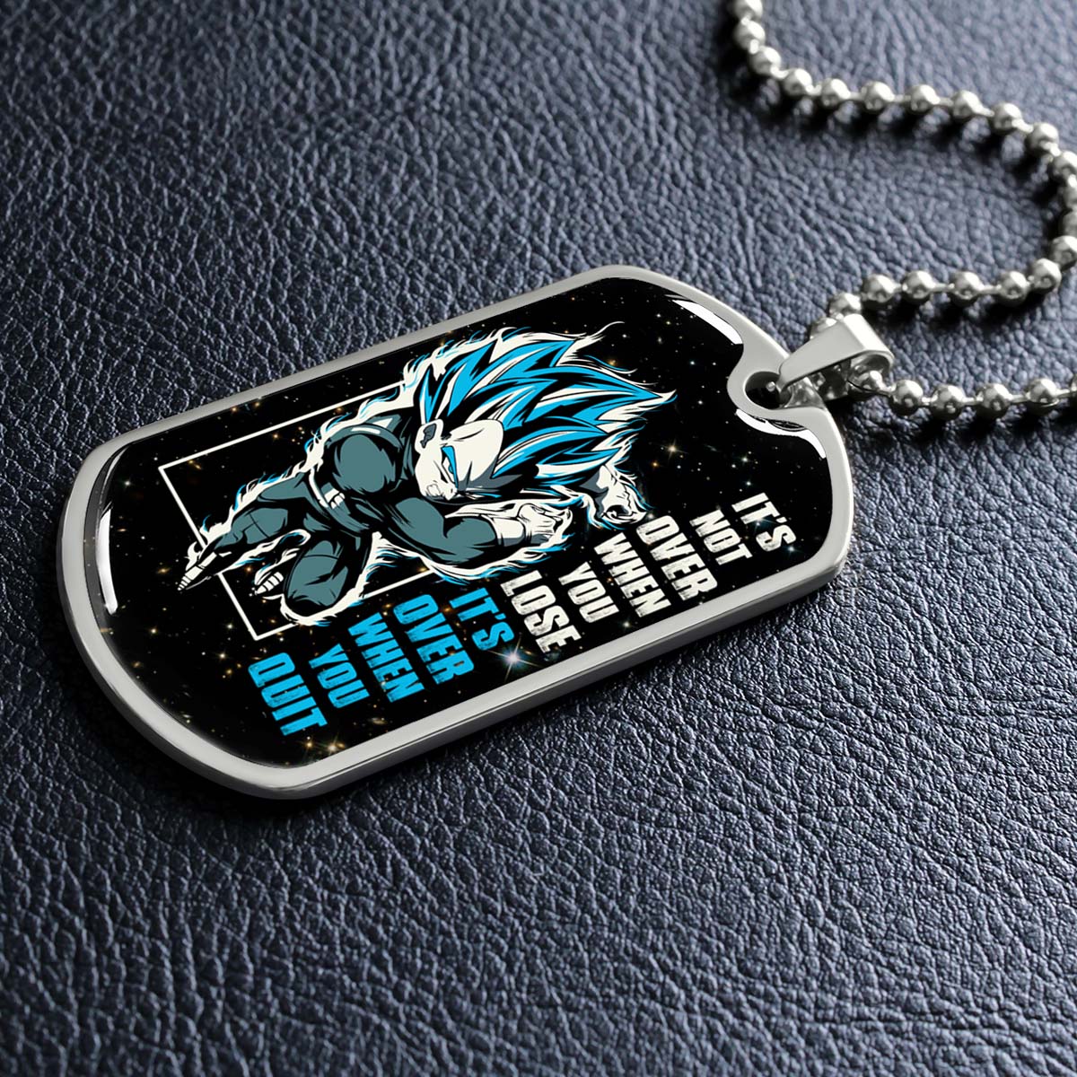 Dragon Ball - DRDL013 - It's Not Over When You Lose - Vegeta - Supper Saiyan Blue - Dragon Ball Dog Tag - Military Ball Chain - Luxury Dog Tag