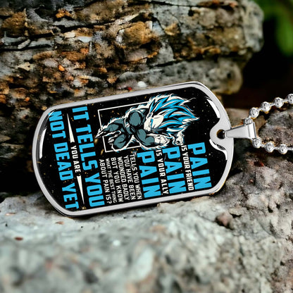Dragon Ball - DRDL014 - PAIN - You Are Not Dead Yet - Vegeta - Supper Saiyan Blue - Dragon Ball Dog Tag - Military Ball Chain - Luxury Dog Tag