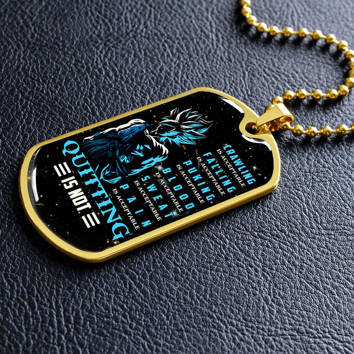 Dragon Ball - DRDL015 - Quitting Is Not - Goku - Supper Saiyan Blue - Dragon Ball Dog Tag - Military Ball Chain - Luxury Dog Tag