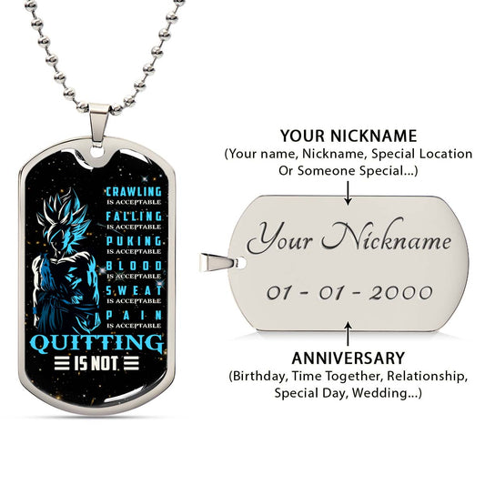 Dragon Ball - DRDL015 - Quitting Is Not - Goku - Supper Saiyan Blue - Dragon Ball Dog Tag - Military Ball Chain - Luxury Dog Tag