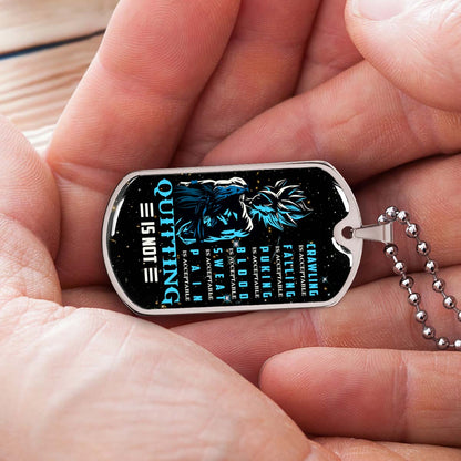 Dragon Ball - DRDL015 - Quitting Is Not - Goku - Supper Saiyan Blue - Dragon Ball Dog Tag - Military Ball Chain - Luxury Dog Tag
