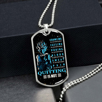 Dragon Ball - DRDL015 - Quitting Is Not - Goku - Supper Saiyan Blue - Dragon Ball Dog Tag - Military Ball Chain - Luxury Dog Tag
